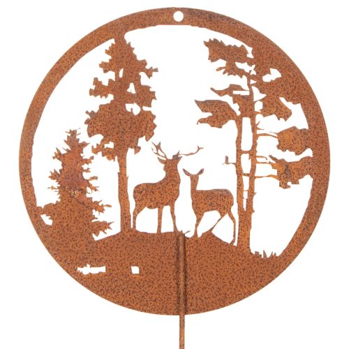 Gartenstecker Rost Rund Hirsch Silhouette Wald Dekoration 53cm 2St | Floristik24.de