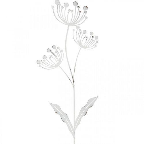 Floristik24 Frühlingsdeko, Dekostecker Blume Shabby Chic Weiß, Silbern L87cm B18cm
