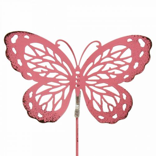 Artikel Gartenstecker Schmetterling Metall Rosa H30cm 6St