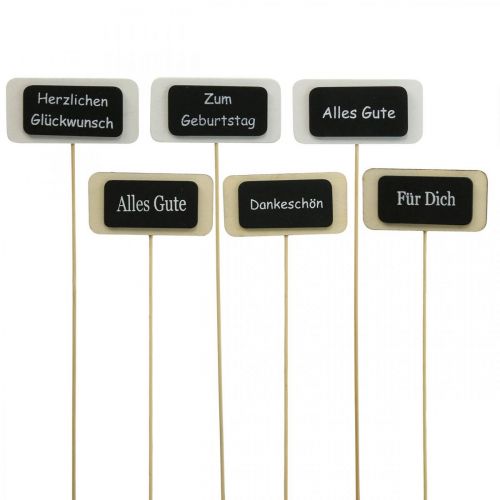 Blumenstecker Schriftzug, Deko Stecker Tafel 4×8cm 12 St