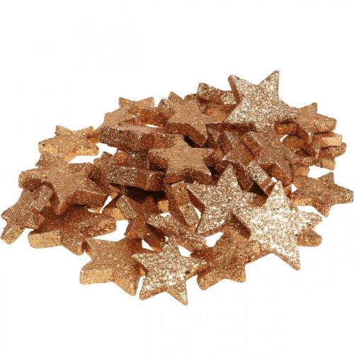 Floristik24 Streudeko Weihnachten Sterne Glitter/Orange Ø4/5cm 40St