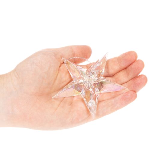 Dekoanhänger Stern Acryl irisierend klar Baumschmuck 9cm 6St | Floristik24.de