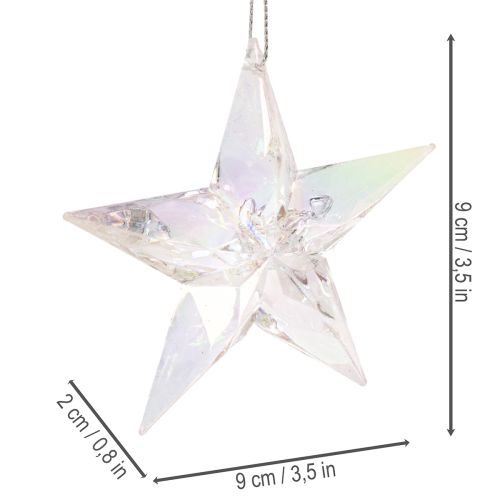 Dekoanhänger Stern Acryl irisierend klar Baumschmuck 9cm 6St | Floristik24.de