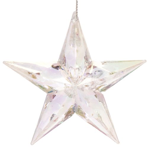 Dekoanhänger Stern Acryl irisierend klar Baumschmuck 9cm 6St | Floristik24.de