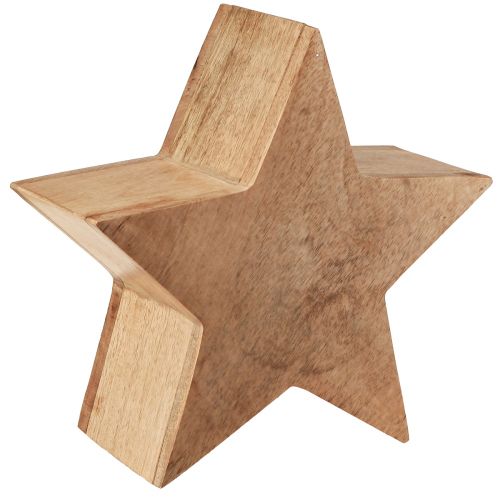 Floristik24 Stern Deko Holz Tischdeko Mangoholz zum Stellen Natur Ø24cm