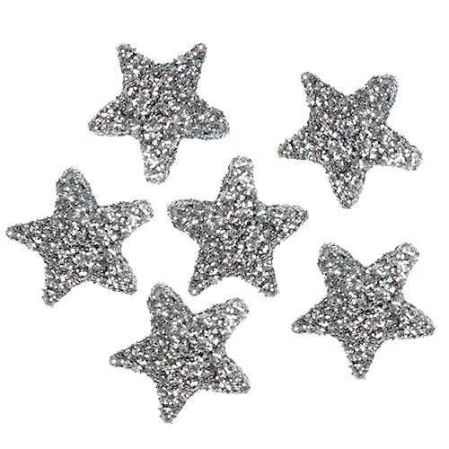 Floristik24 Stern Glitter 1,5cm zum Streuen Silber 144St