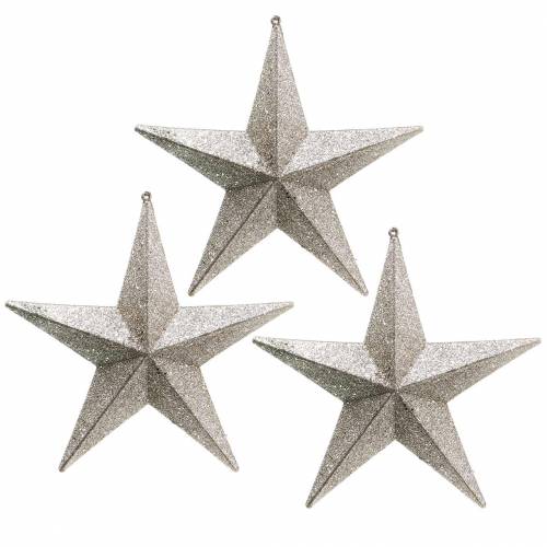 Artikel Glitzersterne zum Hängen Champagner Ø21cm 3St