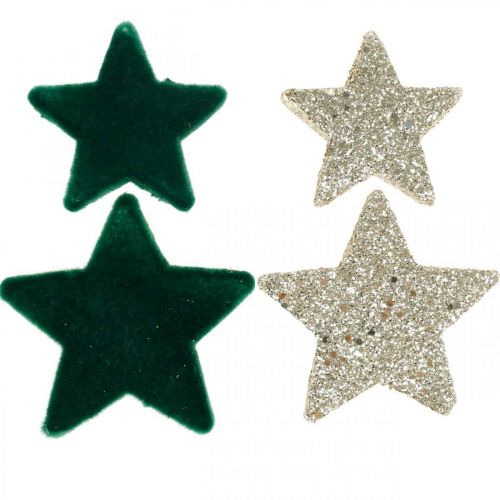 Stern Streudeko Mix Grün und Gold Weihnachten 4cm/5cm 40St