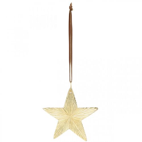 Floristik24 Sterne zum Hängen, Metalldeko, Christbaumschmuck Golden 9,5×9,5cm 3St