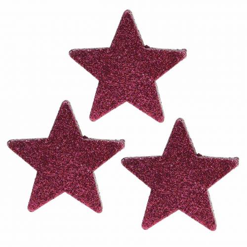 Streudeko Glitterstern 6,5cm Pink 36 St
