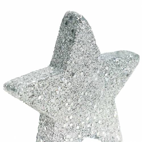 Streudeko Sterne mit Glitter Ø6,5cm Silbern 36St