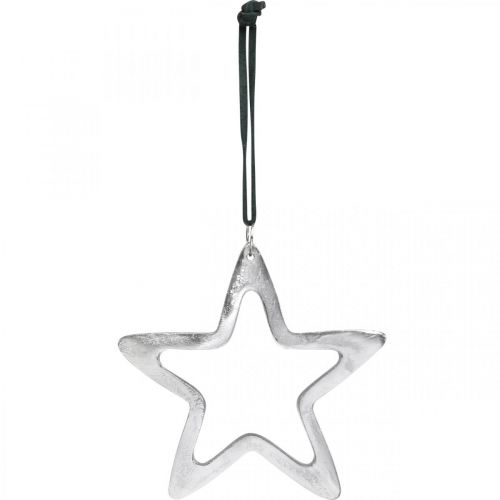 Floristik24 Metallstern zum Hängen, Adventsdeko, Weihnachtsanhänger Silbern 14×14cm