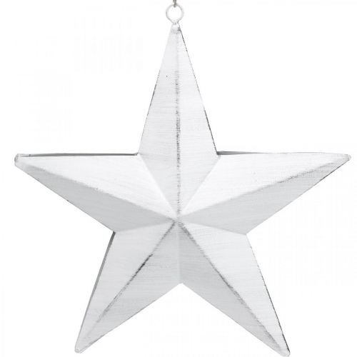 Stern zum Hängen, Christbaumschuck, Metalldeko Weiß 19,5×18,5cm | Floristik24.de