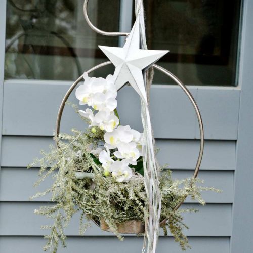 Stern zum Hängen, Christbaumschuck, Metalldeko Weiß 19,5×18,5cm | Floristik24.de