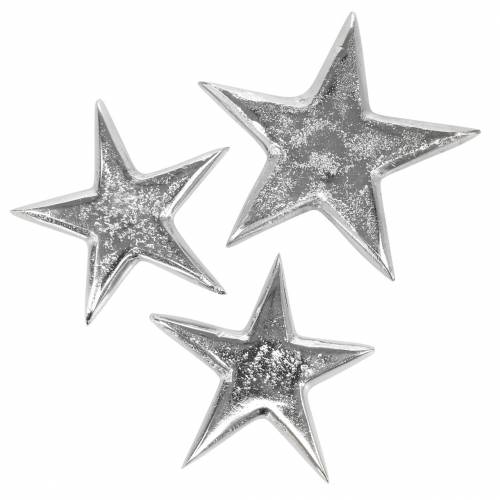 Floristik24 Sterne aus Metall Silbern 8,6×8,2cm/6,9×6,7cm 8St