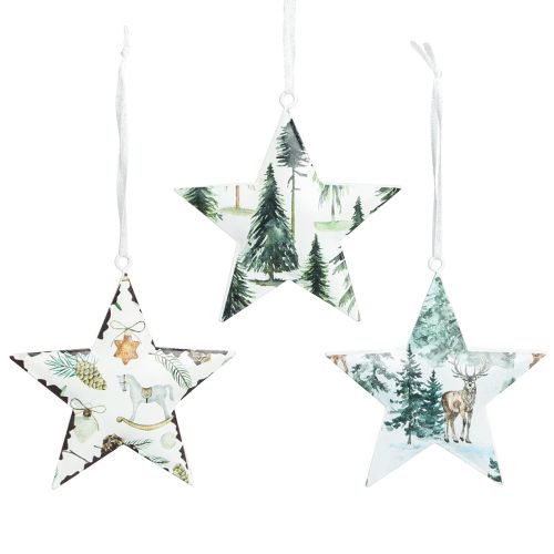 Floristik24 Sternanhänger Weihnachtsdeko Metall Ø8cm Christbaumschmuck Tischdeko 6er Set