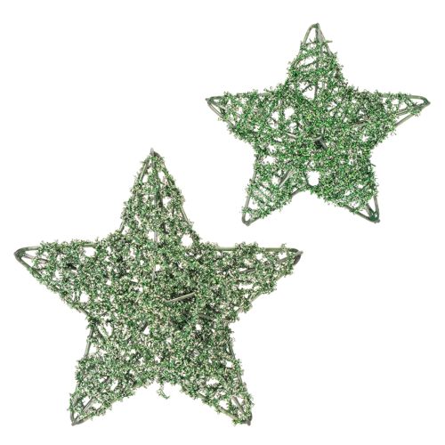 Deko Stern grün Drahtstern Set zwei Größen 10cm 12St