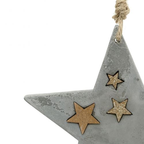Floristik24 Weihnachtssterne zum Hängen aus Beton Grau-Gold 11,5cm 3St