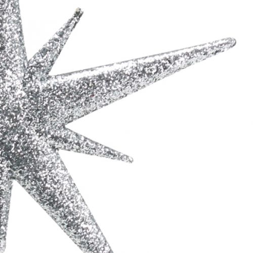 Glitterstern zum Hängen Silber 13cm 12St | Floristik24.de