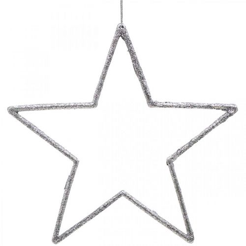 Weihnachtsdeko Stern Anhänger Silbern Glitter 17,5cm 9 St
