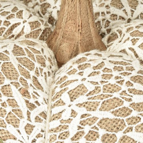 Artikel Stoff Kürbis Deko Jute Spitze Weiß/Beige Vintage Deko Ø18cm