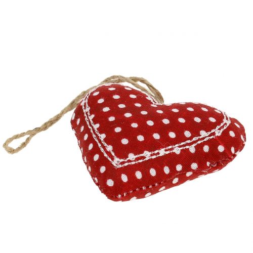 Floristik24 Stoffherz Mix zum Hängen Rot, Weiß, Natur 6cm 6St