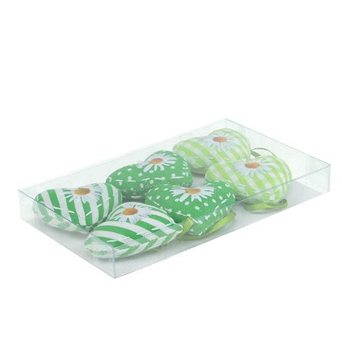 Floristik24 Stoffherzen zum Hängen Grün 5cm 6St
