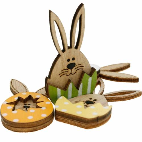 Floristik24 Streu-Deko Hase im Ei, Geschenk-Deko, Hasenei zum Dekorieren, Holzdeko zum Aufkleben 12St