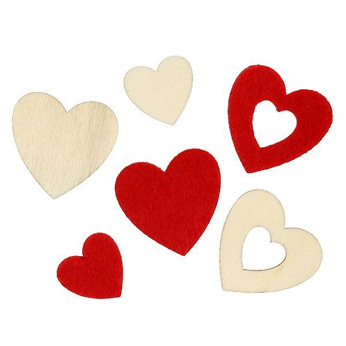 Floristik24 Streudeko Herzen Mix 2-3,5cm Rot, Natur 110St