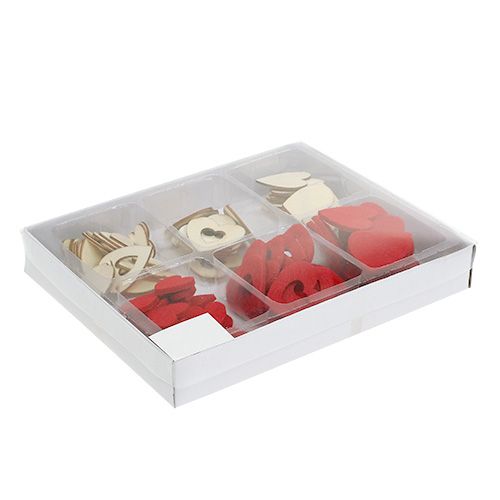 Floristik24 Streudeko Herzen Mix 2-3,5cm Rot, Natur 110St