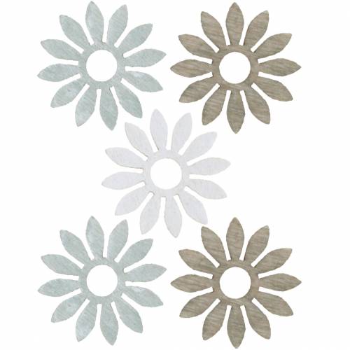Streudeko Blume Braun, Hellgrau, Weiß Holzblumen zum Streuen 144St