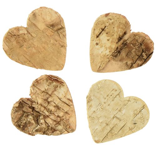 Floristik24 Streudeko Holz Herz Holzherzen Rinde Birke 4cm 60 St