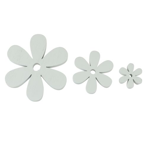 Artikel Streudeko Holz Tischdeko Weiß Blumen Ø2cm–6cm 20St