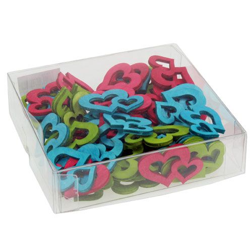 Floristik24 Streudeko Holzherzen bunt sort. 3cm x 4cm 72 St