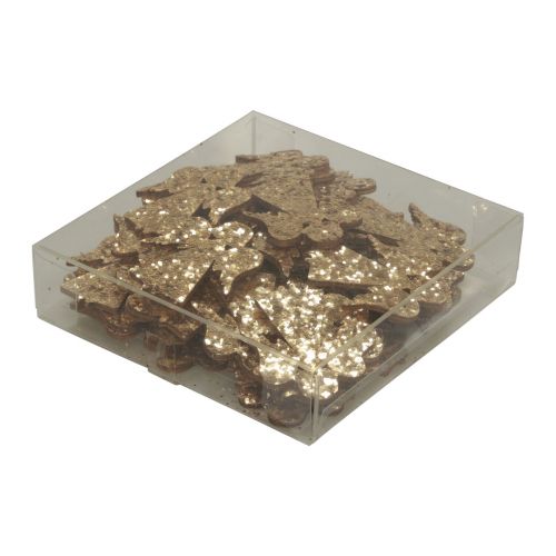 Floristik24 Streudeko Weihnachten Holz Engel Gold Glitter 5x3,5cm 48 St