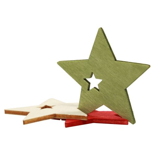 Artikel Streudeko Weihnachten Holz Sterne Rot Natur Grün 5cm 72St