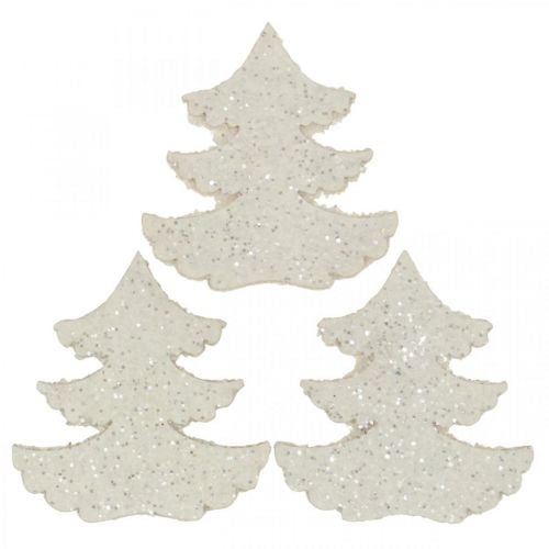 Streudeko Weihnachten Tannenbaum Weiß Glitter 4cm 72St