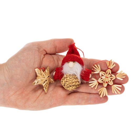 Strohanhänger Set Weihnachtsbaumschmuck Figuren und Sterne 6cm 30St | Floristik24.de