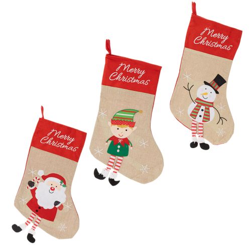 Weihnachtsstrumpf mit Motiv zum Aufhängen 50cm 3St