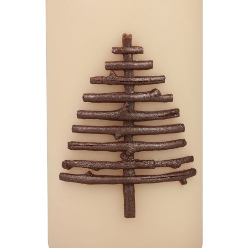 Artikel Weihnachtskerze Beige Tannenbaum Design 150/70mm 63h RAL