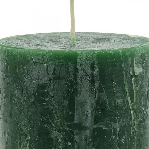 Floristik24 Durchgefärbte Kerzen Grün Rustic Safe Candle 80×110mm 4 St