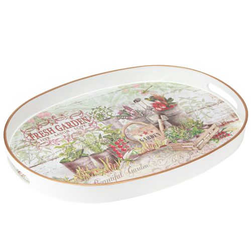 Tablett Oval mit Griff Fresh Garden Vintage 39x27x3,5cm