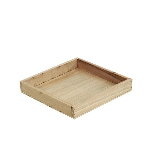 Floristik24 Tablett aus Holz klein Natur 19cm x 19cm H3cm