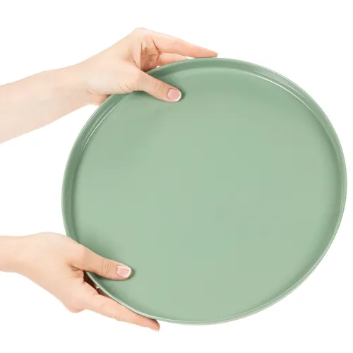 Dekoteller rund grün auf Fuß für Tischarrangement 30cm | Floristik24.de