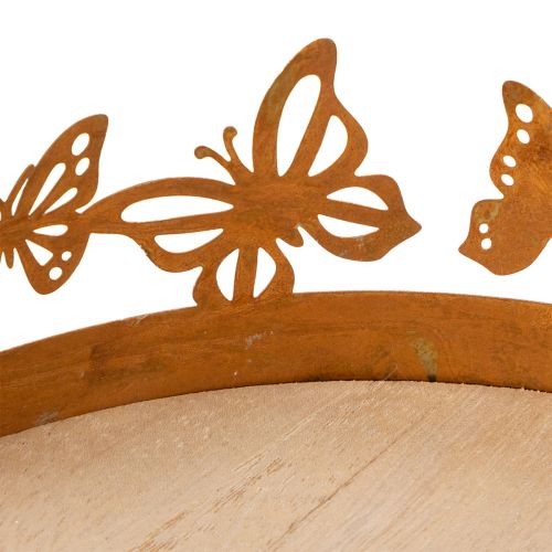 Tablett mit Schmetterlingen, Frühling, Tischschmuck, Metalldeko Edelrost Ø20cm H6,5cm | Floristik24.de