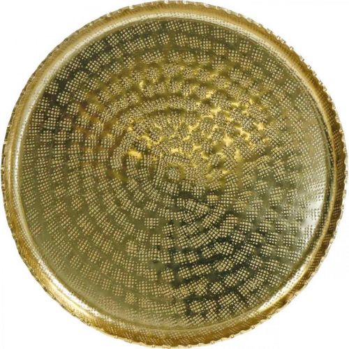 Metalltablett rund, Dekoteller Golden, orientalische Deko Ø30cm