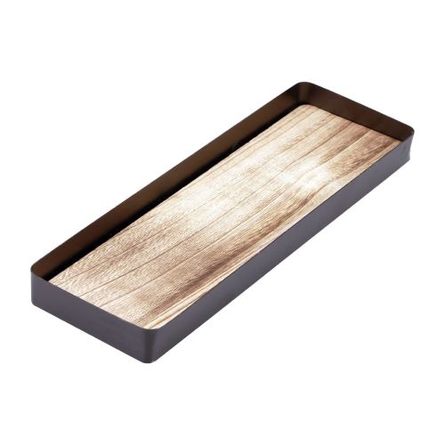 Artikel Dekotablett Metall Holz Metalltablett Holzboden 34,5×11×3cm