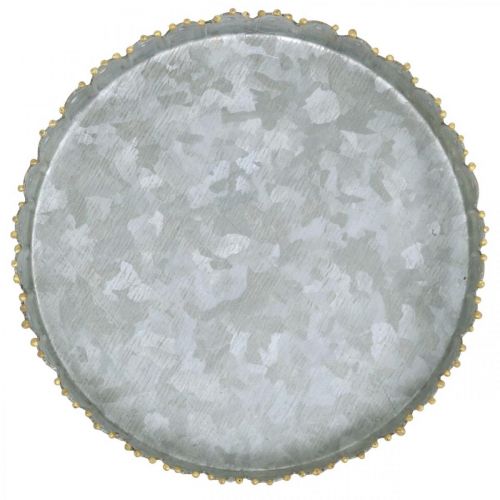 Floristik24 Metalltablett rund, Kerzenteller, Tischdeko Silbern/Golden Ø15cm H2cm