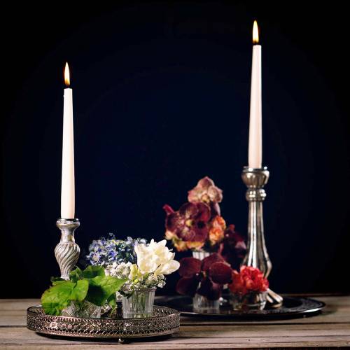 Floristik24 Tablett Spiegelglas Silber Ø25cm