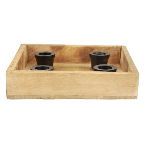 Floristik24 Kerzentablett Holz Tablett Natur Stabkerzenhalter 20cm
